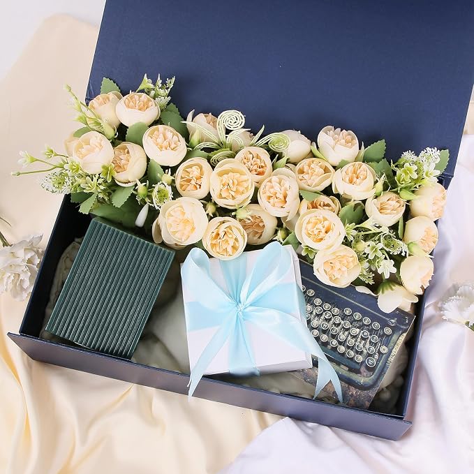 Aimyoo Navy Blue Collapsible Gift Box with Magnetic Closure Lids 13.8x9x4.3 in, Bridesmaid Groomsmen Proposal Box, Large Rectangle Box for Present Graduation Storage 3 Pack (GIFT BOX-NB-L3)