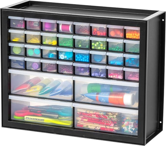 IRIS USA 36-Drawer Storage Cabinet, Garage Tool Screws, Made in USA, Black | Wall mountable, Stackable, Hardware, Electronics, Teacher Toolbox, Small Parts