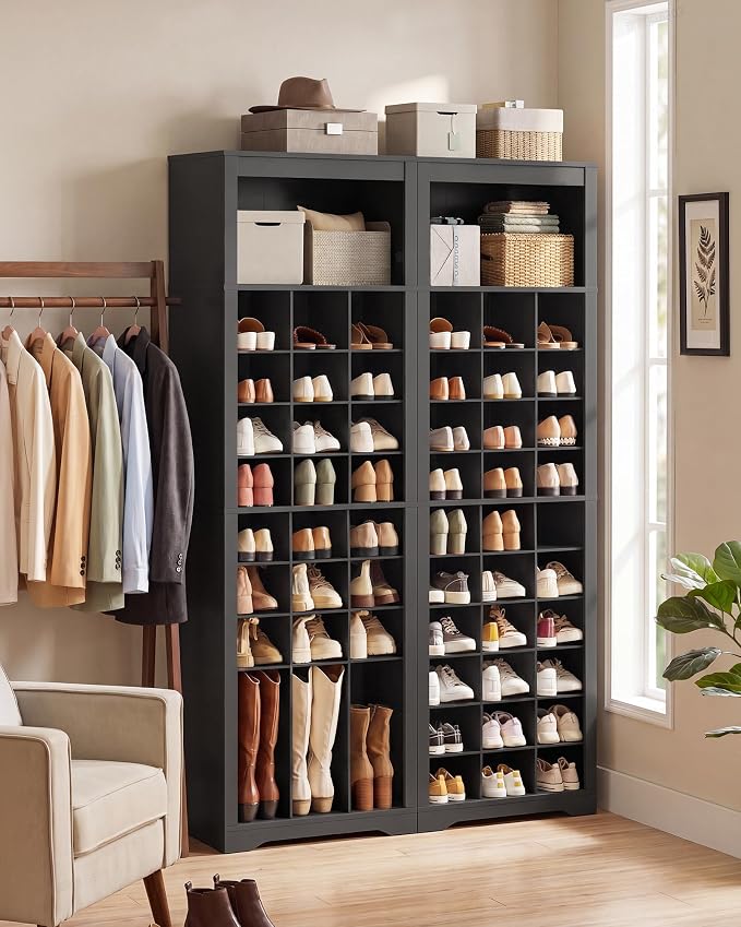 VASAGLE Shoe Storage Cabinet, 10 Tier Shoe Rack Organizer, Holds Up to 30 Pairs of Shoes, for Entryway Bedroom, 13.2 x 24.8 x 75.6 Inches, Black ULBS273BC01