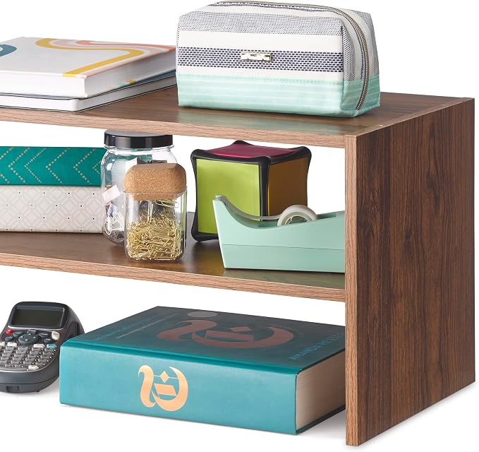 Whitmor Wood Stackable 2-Shelf Shoe Rack, Walnut, 24 inches，2 Pack