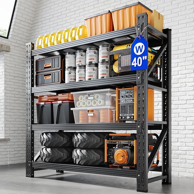 40" W Metal Garage Storage Shelves,Heavy Duty Adjustable Steel Organization Shelving,Utility Rack Shelf,40" W x 20" D x 60" H for Basement,Warehouse,Industrial