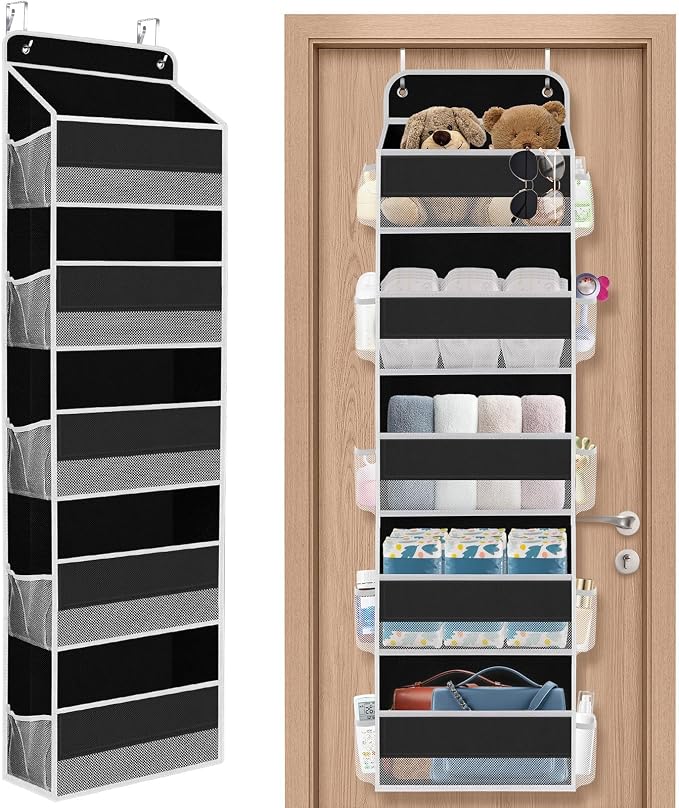 1Pack Over The Door Organizer Large Capacity Hanging Storage Room Organizer | 40 lb Capacity, Ultra-Sturdy, Foldable, Mesh Design with Clear Window, Space-Saving Organizer for Pantry, Nursery & Closet