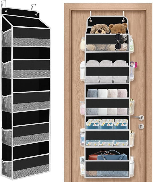 1Pack Over The Door Organizer Large Capacity Hanging Storage Room Organizer | 40 lb Capacity, Ultra-Sturdy, Foldable, Mesh Design with Clear Window, Space-Saving Organizer for Pantry, Nursery & Closet