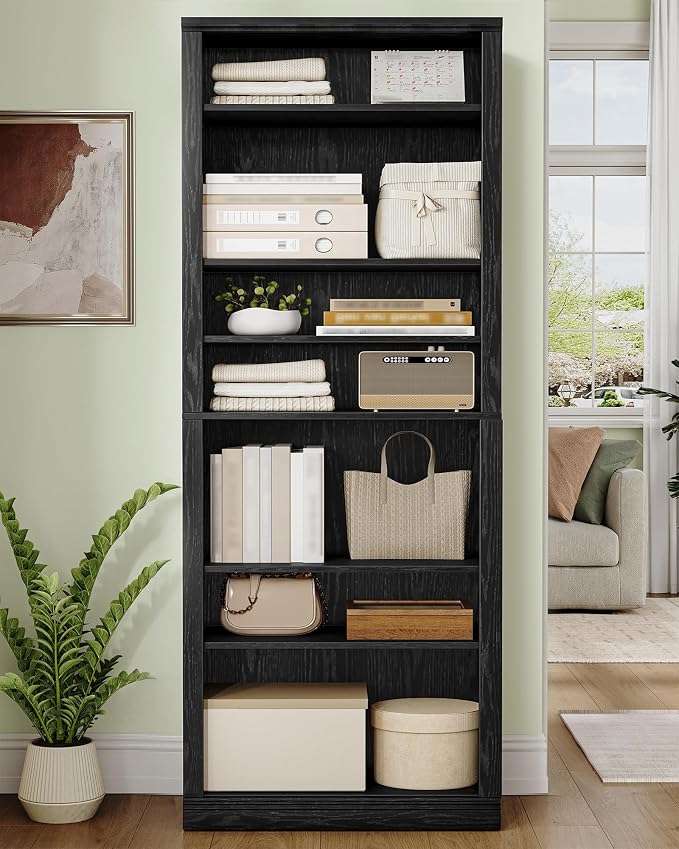 Hzuaneri Shoe Storage Cabinet,10 Tiers Farmhouse Tall Shoe Cubby Organizer | Freestanding Shoe Cabinets, Wooden Shoes Rack with Cubby, 27-30 Pairs, for Entryway, Living Room, Black SR52604X