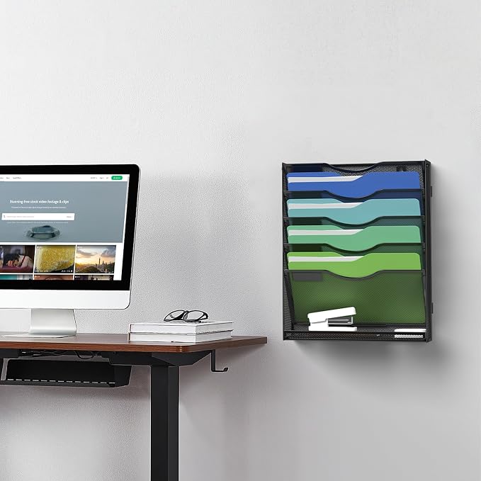 Kuntine.B Wall File Organizer Office Hanging Magazine Holder Wall File Organizer for Office Home
