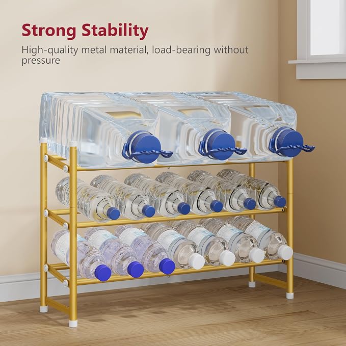 Expandable Shoe Rack for Closet 3 Tier, 28“-41“Stackable, Gold | Adjustable Shoe Organizer Closet Shoe Rack Floor, Metal Shoe Shelf Storage for Entryway, Closet, Garage, Front Door Entrance