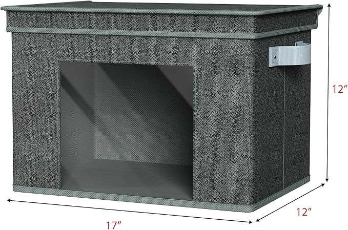 Univivi Fabric Storage Bins with Lids for Closet, 4 Pack, Black | Large Foldable Storage Boxes, Sturdy Collapsible Storage Bins with Clear Window, Storage Bins for Home, Closet, Shelves