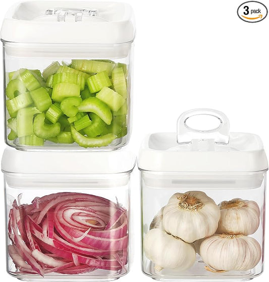 Felli Flip Tite Food Storage Container 5" LARGE Size Airtight Lid Lock Top, Stackable Kitchen Canister for Space Saving, Pantry Fridge Cupboard Organizer, Spice Seasoning Pet Treats Snack (1.1 qt)