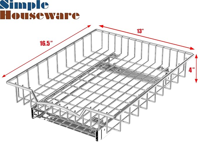 Simple Houseware Under Cabinet Pull Out Sliding Shelf Drawer, 17Dx13W | for Kitchen Organizer