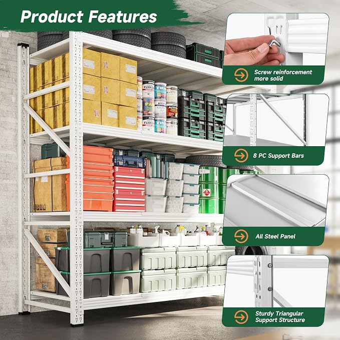 Letaya 6000LBS Storage Shelves Heavy Duty,79" W Garage Shelving Units, 4 Tier Adjustable Utility Rack Shelf,Large Metal Industrial Shelves,for Shop,Warehouse,Basement (79" W x 24" D x 79" H)