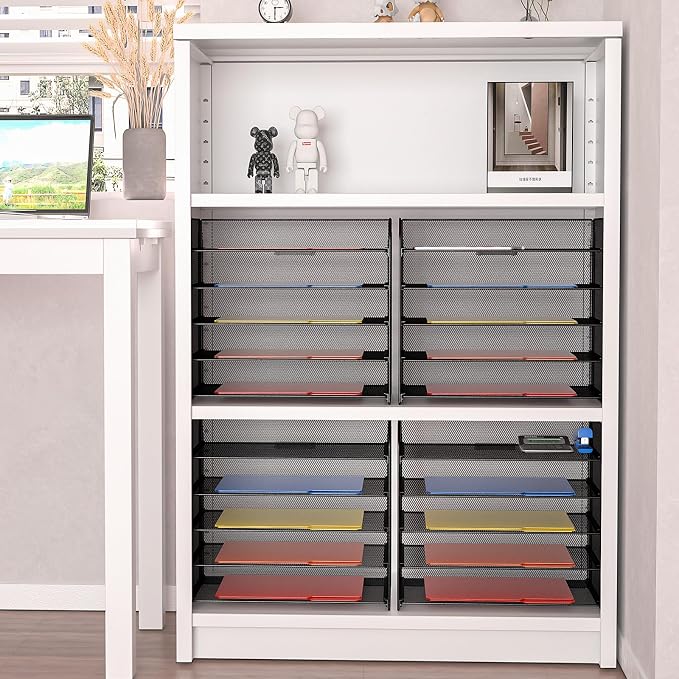 A4/Legal/Letter Size，5 Tier Mesh Letter Tray File Organizer,15.2 x 9.5 x 13.4 inches,Office File Folder Holder,Space Saving,Black