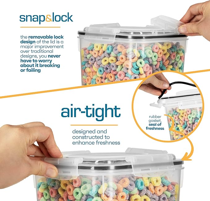 Storeganize Flour Sugar Storage Containers (5.3L/4pk) Great Rice Canisters Sets For The Kitchen pantry, Large Food Storage Containers With Lids Airtight