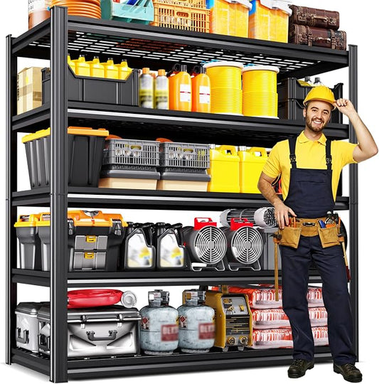 72" H x 59" W x 20" D Heavy Duty Garage Shelving, 5-Tier Adjustable All Metal Wire Shelving Unit for Tools, Storage Bins Utility Storage Rack for Garage, Warehouse, Workshop & Basement