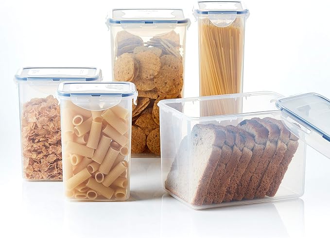 LOCK & LOCK Easy Essentials Pantry Food storage containers with lids/Pantry storage/Airtight containers, BPA free - Square - 11 cup - Great for Sugar, Clear, Square - 88 Ounce (Pack of 2)