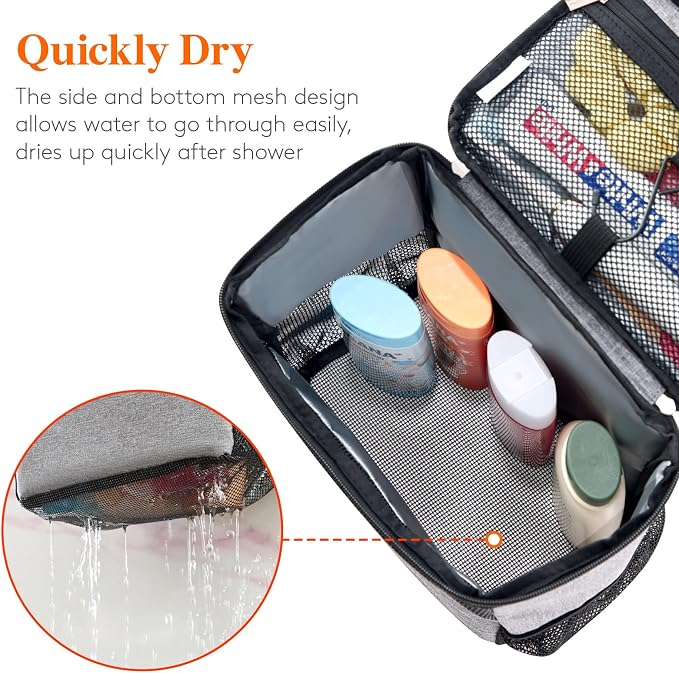 Lifewit Shower Bag Mesh Shower Caddy Portable College Dorm Room Essentials Tote Bag for Bathroom, Gym, Travel, Camping Quick Dry Hanging Shower Organizer Basket Toiletry Bag, Medium, Grey