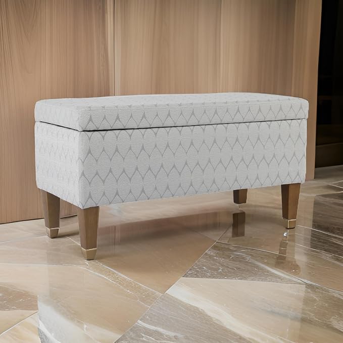 Kinfine 36" Geometric Storage Bench - Gray & Brown