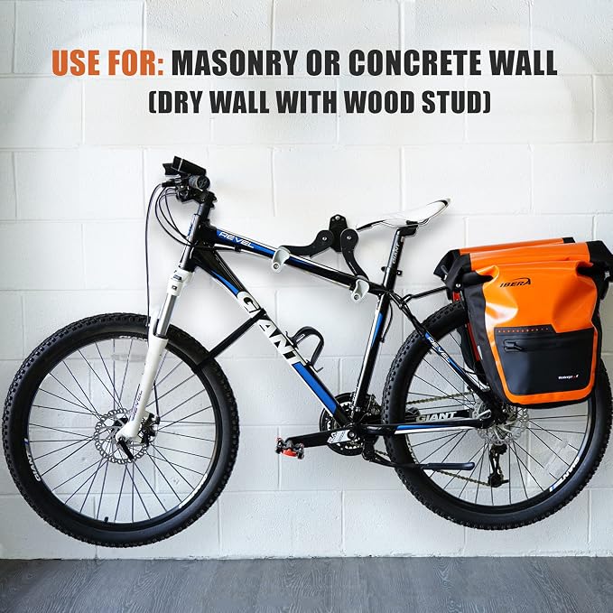 Ibera Bike Wall Mount - Adjustable Frame Holder & Soft Rubber Cradles - Garage Bike Rack for Road, MTB, Kids, Hybrid Bikes - Easy Installation & Space-Saving Design