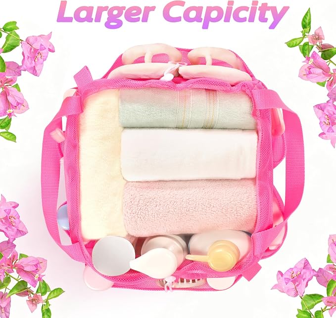 famichan Mesh Portable Shower Caddy with Drawstring, Girls Dorm Room Essentials