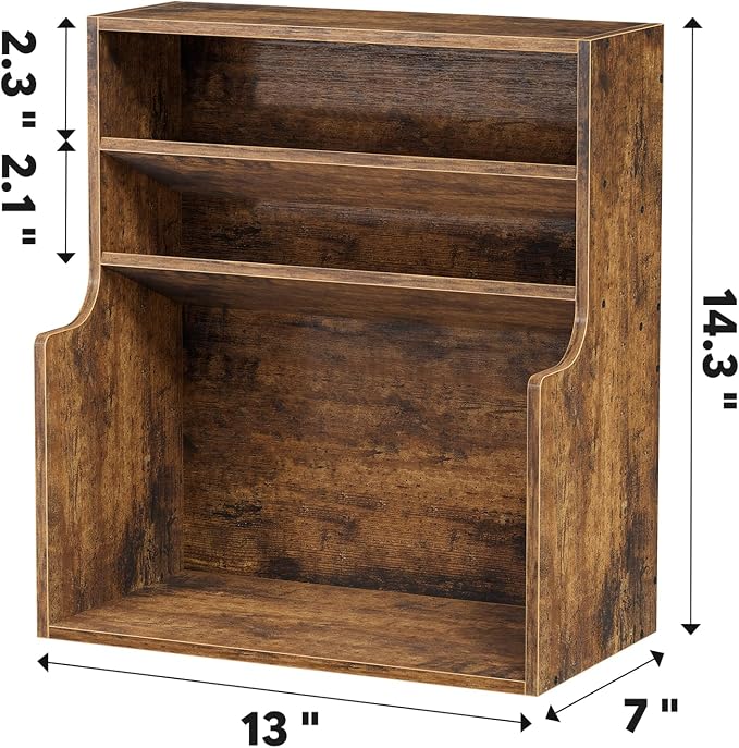 Simple Trending Spice Rack Organizer, 3 Tire Wood Kitchen Counter Spice Rack, Large Counter Seasoning Organizer Storage Shelf for Pantry, Kitchen, 7” W × 14.3” H, Brown