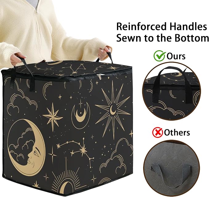 king comforter storage bag,blanket organizer with zipper 95L (2pack) | quilt duvet sweater sheet bedding pillow clothes storage for closet,dorm moving essentials containers with portable handles