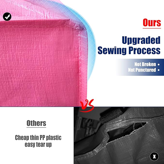 Cosy Family 4 Pack Heavy Duty Extra Large Moving Bags with Backpack Straps - Strong Handles & Zippers, Storage Totes For Space Saving, Fold Flat, Alternative to Moving Box, Pink
