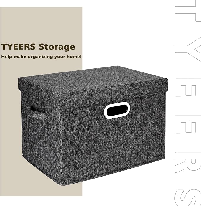 Large Collapsible Storage Bins with Lids, Organization Bins for Closet Storage, Clothes Storage, Folding Storage Box with Lids for Home Office Storage - 3 Pack - Black