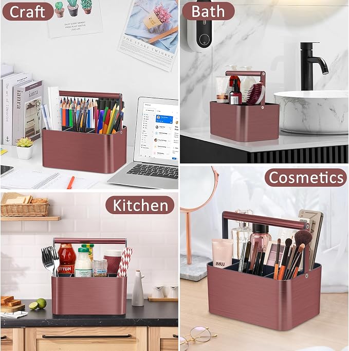 BYUNER Shower Caddy Portable for College Dorm Room Essential, Bathroom Caddy Organizer with Handle and Adjustable Dividers, Shower Storage Tote, Plastic Shower Basket Bin for Shampoo Toiletry