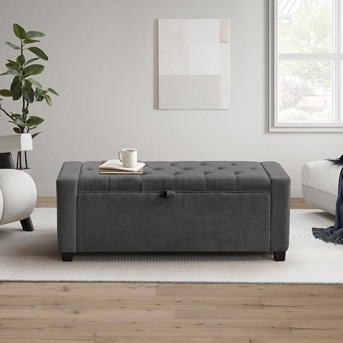 GRAINELL 42.13” Storage Ottoman Bench, Upholstered Tufted Bedroom Bench | End of Bed Storage Bench for Living Room & Entryway, 350 lb Capacity