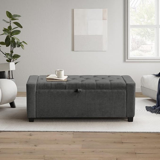 GRAINELL 42.13” Storage Ottoman Bench, Upholstered Tufted Bedroom Bench | End of Bed Storage Bench for Living Room & Entryway, 350 lb Capacity
