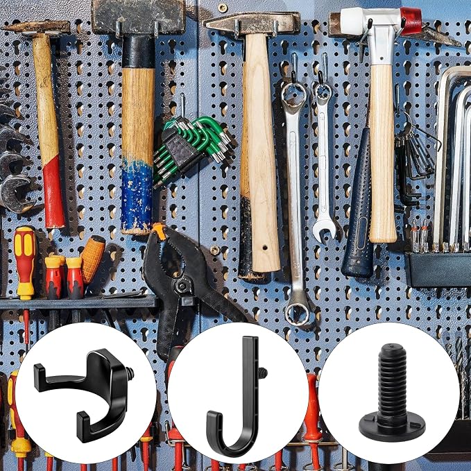6 Packs Storage Shed Hooks Compatible with Suncast Shed and Craftsman Shed | U-Shape and J-Shape Storage Shed Shelves Accessories with 4 Packs Long Bolts for Organizing Tool, Ladders, Bulk Items