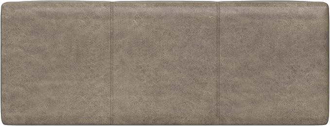 SIMPLIHOME Avalon Storage Ottoman Bench - 48" Wide x 16" High Upholstered Vegan Leather Rectangular Lift-Top Ottoman in Distressed Smoky Grey Brown, Transitional Storage Bench with High-Density Foam