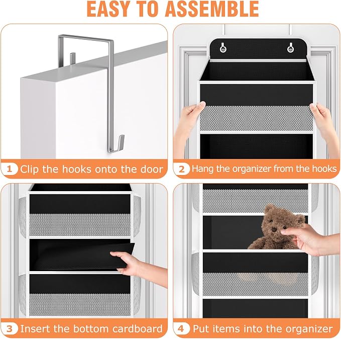 Over The Door Organizer Storage Large Capacity Hanging Bedroom Storage | 5 Shelves, 40 LB Capacity, Foldable Mesh Design, Clear Window, Sturdy, Large Storage Organizer for Nursery, Pantry & Closet