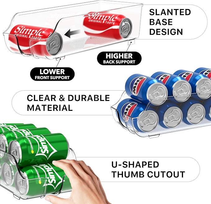 Simple Houseware 4-Pack Assorted Can Organizer for Refrigerator/Pantry | Clear, Set of 4