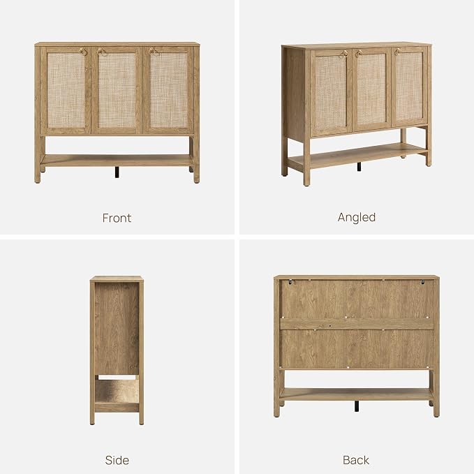SICOTAS Rattan Shoe Cabinet with Storage, 30 Pairs Boho Shoe Organizer | Tall Farmhouse Shoe Rack Cabinet with 3 Doors & Adjustable Shelves for Entryway, Hallway, Living Room, Closet (2 Pieces)