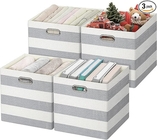 Posprica 3X Thicker Storage Bins Storage Cubes, 13×13 Fabric Storage Boxes Foldable Baskets Containers Drawers for Nurseries,Offices,Closets,Home Décor