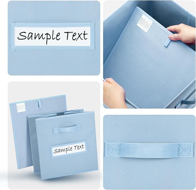 Fabric storage cubes (8 Pack) 11 Inch Cube Storage Bin, cube organizer bins with 8 Labels Window Cards & a Pen, Foldable cube organizer bins and Storage Box, Pastel Blue