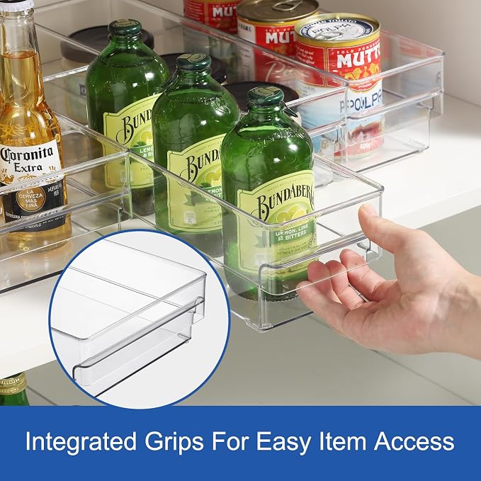 Plastic Storage Bins, 2 Pack Stackable Fridge Organizer Bins, Freezer Storage Bins, Clear Refrigerator Organizer Bins, Multipurpose Kitchen Pantry Organizers and Storage (S)