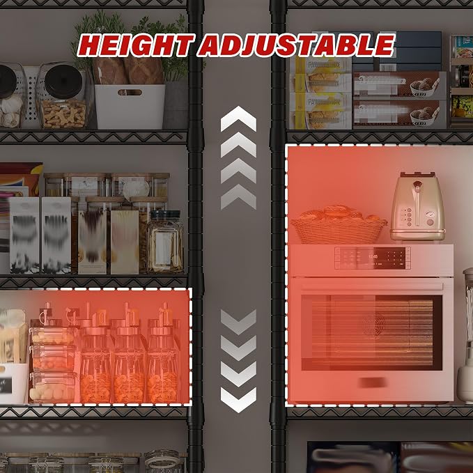 REIBII 6-Tier Wire Shelving Units with Wheels — 60" W Extra-Wide Heavy Duty Metal Shelving, 3,598 lbs Capacity, Adjustable Storage Racks for Garage, Pantry, Basement & Commercial Use, 2 Pack