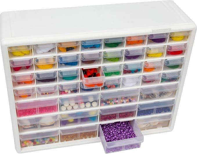 Akro-Mils 44-Drawer Plastic Storage Cabinet, 20"W x 6"D x 16"H, White