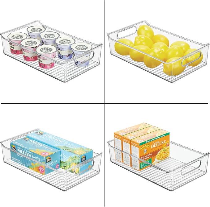 iDesign Plastic Pantry Storage Organizer Bin, Set of 2, Clear | With Handles