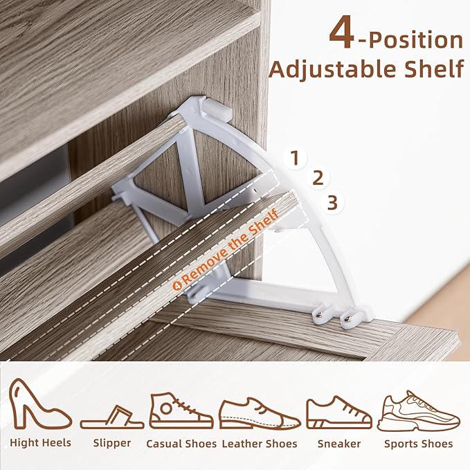 RWYHG Shoe Cabinet Storage for Entryway with 2 Flip Drawers | Open Storage Layer Rack Narrow Organizer Slim Hidden Wood Shoe Cabinet Furniture