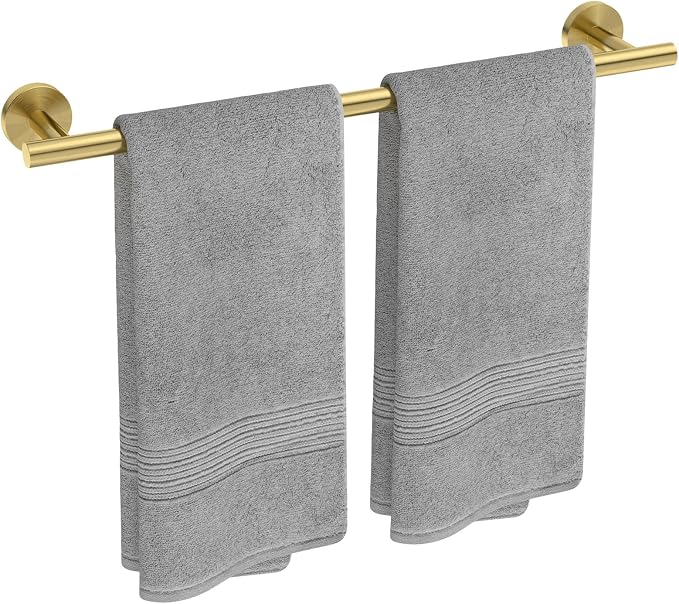 USHOWER Light Gold Towel Bar, 24-Inch Towel Racks for Bathroom | Thicken SUS304 Stainless Steel Towel Rod, Towel Holder Wall-Mounted, Modern Home Decor (Total Length 26-Inch)