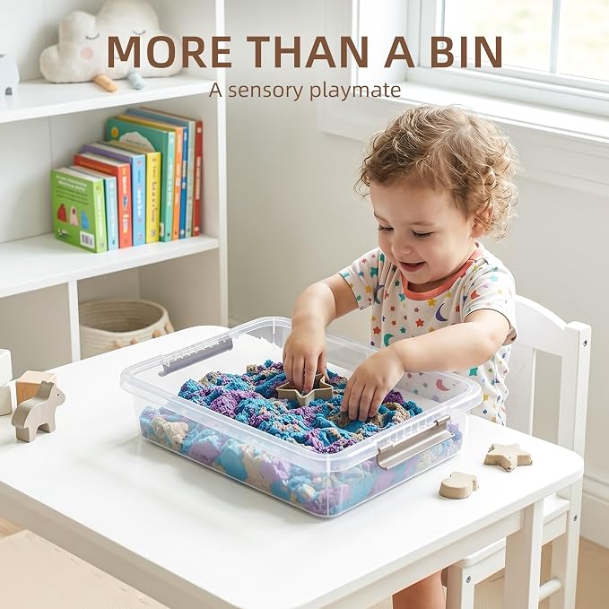 Citylife 6 PCS Clear Plastic Container Clip Box with Latching Lids, Stackable Document Paper Protectors Organizer Container for Office, Home, and School Supplies