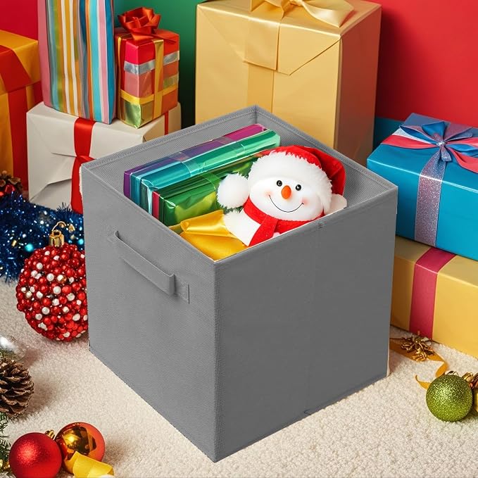 ShellKingdom Storage Bins, Foldable Fabric Storage Cube And Cloth Organizer | Storage Drawer For Closet And Toys, 13 X 13 X 13 INCH, 6 Pack (Grey)