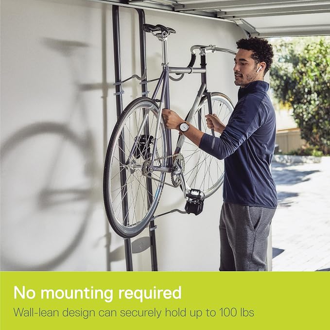 Rugged 2 Bike Rack for Garage & Home by Delta Cycle – No Drilling Required – Fully Adjustable Gravity Storage Rack for Any Style Bicycle – Leaning Wall Rack Holds Up to 100 lbs