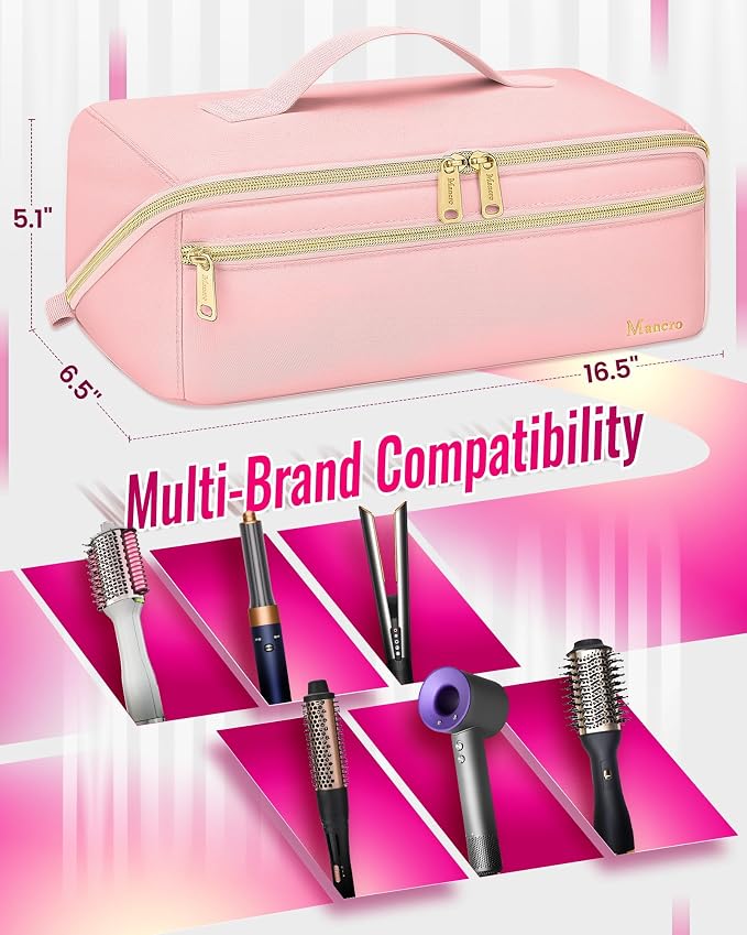 Mancro Hair Tools Travel Bag, Carrying Case Compatible with Shark Glam | Wide-open Hot Hair Tool Organizer with Separate Heat Resistant Mat, Hair Accessories Organizer for Straightener, Curling Iron