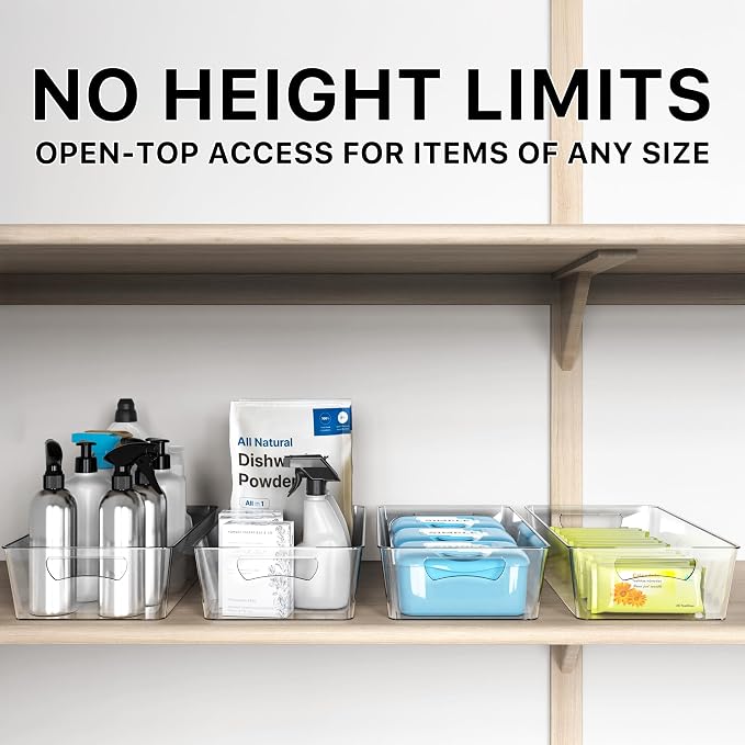 Simple Houseware 4 Pcs Kitchen Clear Bin Storage Organizer (15"x8"x3.75")