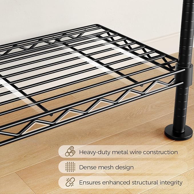 Closet Organizers and Storage, 6-Row Heavy Duty Clothes Rack for Hanging Clothes, Wall Mounted Closet System with 6 Telescopic Rods, 3 Fixed Rods, 7 Hooks, 9 Shelves for Wardrobe, Bedroom, Small Space