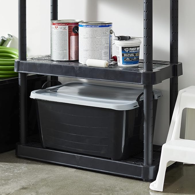 Life Story 6 Pack Stackable Storage Bin, 55 Qt Home Organizers, Black/Gray | Heavy-Duty Versatile Lightweight Locking Bins with Carrying Handles