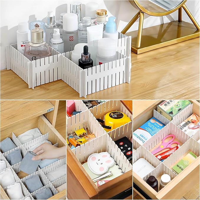 40Pcs Drawer Organizer Dividers 17"x2.8" Adjustable Storage Organizer Separator for Socks, Underwear, Makeup, Kitchen, Dresser